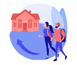 Return migration abstract concept vector illustration.